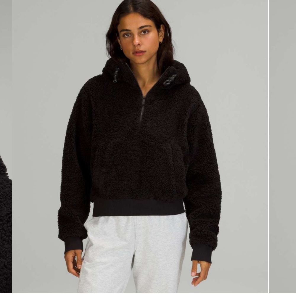 Lululemon textured fleece 1/2 zip black size 10